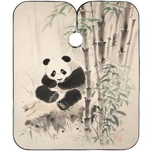 Kapperscape Panda-Schilderen Barber Cape Geschikt Haartondeuse Verstelbaar Haar Salon Cape Voor Huishouden Kapsel Volwassenen 140 x 168 cm