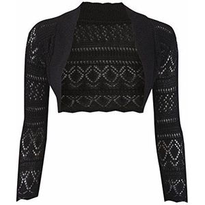 Hamishkane® Gehaakte shrug voor dames, lange mouwen, stijlvolle bolero-vesten voor dames, gehaakt vest, geweldig voor geklede gelegenheden en casual outfits, Zwart, 34-36