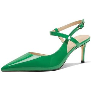 CHMILE CHAU Damesschoenen met hakken- elegante pumps voor dames-stiletto-sexy naaldhak - spitse teen gesloten avond-feest-luxe modieuze enkelriem 40-CHC-19, 19 groen, 39 EU
