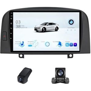 Carplay autoradio 2 Din geldt voor Hyundai Sonata NF 2004-2008 met Android Auto Bluetooth 9 inch touchscreen autoradio met FM-radio/GPS stuurwielbediening + achteruitrijcamera(B,X2)
