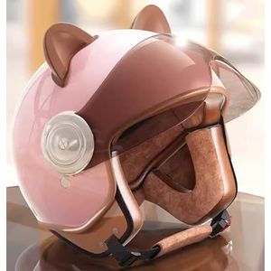Zomer Motorfiets Halfjeugdhelm Retro Jethelm Scooter Cruiser Bromfiets, DOT Goedgekeurde Persoonlijkheid Kinderhelm Toepasbaar Kinderen Coole Helm 4-12 Jaar Oude Jongens Meisjes E,50-64cm