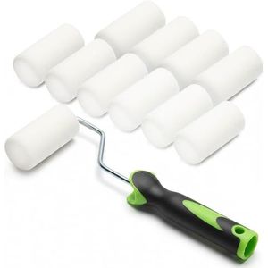 ToolSpace Verfrollers van Gladde Schuim met Handvat Hoge Dichtheid Rollers voor Hout Metaal Tegels Meubels Doe-het-zelfprojecten Email en Lak Wanddecoratie Beschilderen – 7 cm Set van 10 Stuks