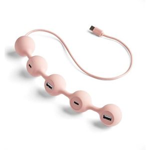 Peas HUB Lexon USB C-adapter, multiport USB met 2 USB-A-poorten en 2 USB-C-poorten, opladen en gegevensoverdracht voor computer, tablets, smartphones, oververhittingsbeveiliging, zacht roze