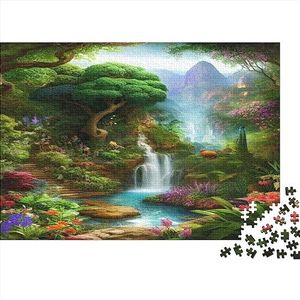 Waterval Puzzel Gaming Vierkante Boom Bloem Puzzels Voor Volwassenen Tieners, Houten Puzzel Home Decoratie Puzzels Spel 500 Stuks (52 x 38