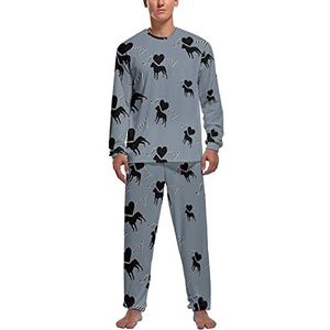 I Love My Pitbull Dog pyjama sets heren pyjama sets lange mouwen top en broek met elastische band nachtkleding lounge pyjama sets M