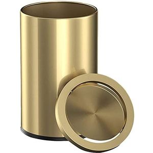 MEHE - Hellende Deksel Emmer - Goud - 9L - Cosmetische Prullenbak - Roestvrij Staal
