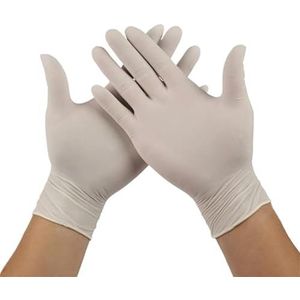 100 stuks paarse nitril handschoenen, wegwerppoeder, latexvrij, niet-steriel, veilig for keuken, koken, schoonheidssalon, tatoeëerder(White 100PCS,S)