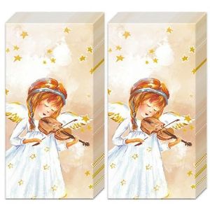 20 afzonderlijke zakdoeken Kerstmis Lieve Engel muzikant. 2 verpakkingen met 10 afzonderlijke papieren zakdoeken bedrukt als cadeau.
