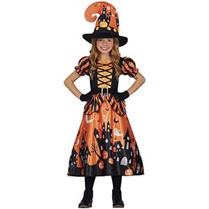 Heks & Spider Lady & Voodoo & Duistere Religie Kostuums | Oranje Pompoensoep Heks | Meisje | 10-12 jaar | Halloween | Verkleedkleding