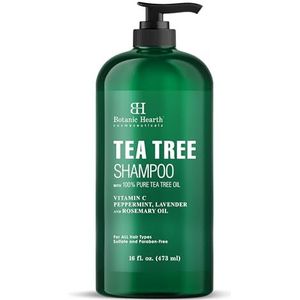Botanic Hearth Tea Tree Shampoo (Tea Tree Shampoo), vitamine C, pepermunt, lavendel- en rozemarijnolie, bestrijdt roos en droge hoofdhuid, 400 ml