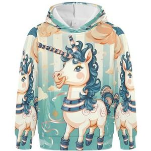 KAAVIYO Cartoon Groene Eenhoorn Hoodies Atletische Hoodies Leuke 3D Print Sweatshirts voor Meisjes Jongens, Patroon, M