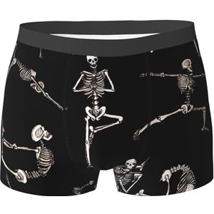 ZJYAGZX Skeletten Yoga Print Heren Boxer Slips Trunks Ondergoed Vochtafvoerend Heren Ondergoed Ademend, Zwart, XL