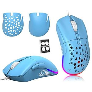 ZIYOU LANG G-PRO D19 Bedrade Gaming Muis, RGB-Gaming Muizen Voor Laptop-Pc, Programmeerbare Muis Met 7 Knoppen, USB-Muizen Tot 12.000 DPI Honingraatschaal Optische Ultralichte Muis - Blauw