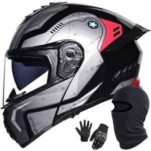 Motorhelm Systeemhelm Integraalhelm Dubbel Vizier DOT/ECE Gecertificeerd Hoogwaardige Helm Motorintegraalhelm Scooterhelm Valhelm Voor Dames En Heren H,XXXL/63-64CM