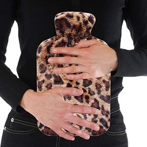 delr - Warmwaterkruik - Luipaardpatroon - Pluche Overtrek - Wintervoetwarmer en Bedwarmer