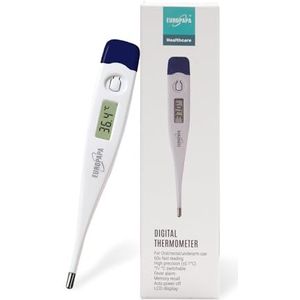 EUROPAPA Digitale koortsthermometer voor baby's, kinderen en volwassenen, thermometer voor oraal, axillair of rectaal, waterdicht met koortsalarm, donkerblauw