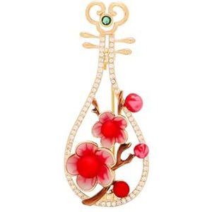 Chinese oude stijl bloem Pipa pruimenbloesem broche geëmailleerd en geboord corsage vintage pinnen Hanfu accessoires