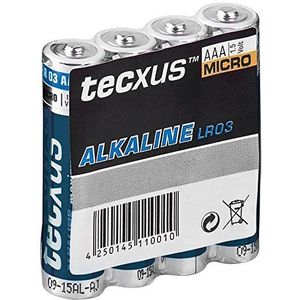 Tecxus AAA batterij alkaline maximum 4-pack micro batterijen * 7 jaar hitte- en koudebestendig * 1200 mAh