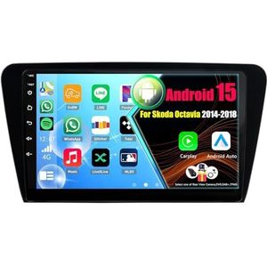 Android 15 Autoradio Voor Skoda Octavia 2014-2018 met Draadloze Carplay Android Auto, 9 Inch Autoscherm Soporta Bluetooth WIFI GPS FM/RDS(8Core(2+32GB))