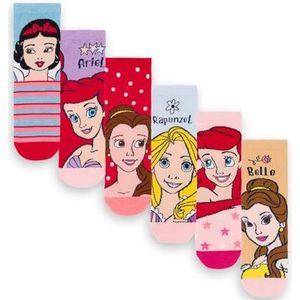 Disney Princess Meisjes 6 Rugzak Sokken | Veelkleurige karaktersokken voor kinderen | Sneeuwwitje Ariel Belle Rapunzel grafisch schoeisel | Comfortabele Childrens Sock Set