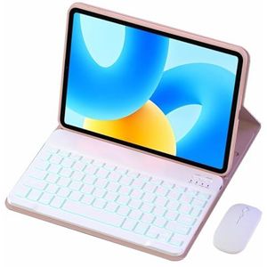 Toetsenbordhoes voor HUAWEI MatePad SE 11"" 2024, 7-Kleuren Achtergrondverlichting, Magnetisch Afneembaar Draadloos Toetsenbord,Roze