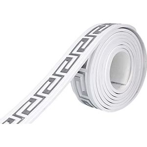 Achtergrondbehang, plafondrand Zelfklevende flexibele vormversiering Schil en plak behangranden PVC-strips Decoratieve randstrips for doe-het-decoratie in huis, goud (Size : Outline Silver)