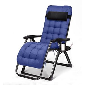 GEIRONV Zero Gravity Chair, Support 400lbs kantoor dutje stoel met katoenen pad verstelbare vouwstoel buiten strandpatio stoel Fauteuils (Color : Blue)