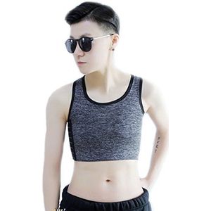 BaronHong Tomboy Trans Lesbische katoenen borstband Plus Size Short Tank Top met sterkere elastische band, donkergrijs, L
