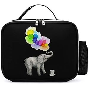 Olifant Bubble Dream Afneembare Maaltijd Pack Herbruikbare Lederen Lunch Box Container Draagbare Lunch Tas