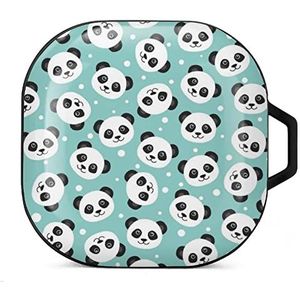 Schattig pandabeer oordopjes hoesje compatibel met Samsung hard shell beschermhoes zwart-stijl