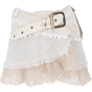 GURU SHOP Goa minirok, wikkelrok, tribal cacheur, gelaagde rok, dames, wit, katoen, maat: 38, natuurlijk wit, 38