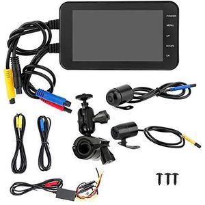 Dash Cam Recorder voor motorfiets, 4 inch (1080P, IPS Touchsn, waterdicht, wifi, voor- en achterrijcamera, rijvideorecorder, dashboardcamera met lussenopname, bewegingsdetectie
