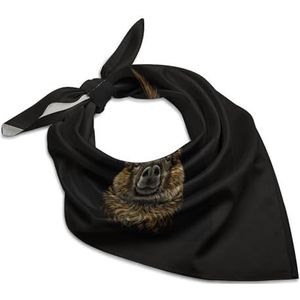 Alpaca lama portret vierkante bandana mode satijn wrap nek sjaals comfortabele hoofddoek voor vrouwen haar 45 cm x 45 cm