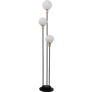 Staande Lamp Vloerlamp In Scandinavische Stijl, Metalen Staande Lamp Met 3 Glazen Lampenkap, Hoge Lampen, Stevige Marmeren Voet Vloerlamp (Color : Black)