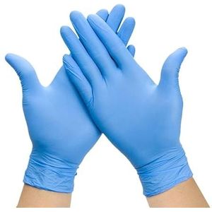 100 stuks paarse nitril handschoenen, wegwerppoeder, latexvrij, niet-steriel, veilig for keuken, koken, schoonheidssalon, tatoeëerder(Blue 100PCS,L)