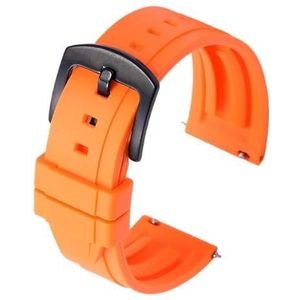 Jeniko Horlogeband 18mm 20mm 22mm 24mm Sport Horlogeband Zwart Groen Polsband Met Quick Release Spring Bar (Color : Orange, Size : 20mm silver buckle)