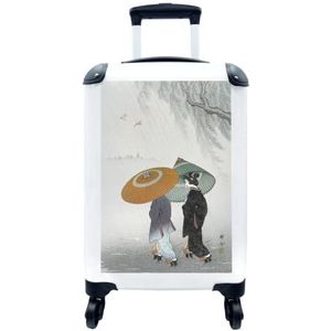 MuchoWow® Koffer - Kimono - Paraplu - Japans - Vintage - Past binnen 55x40x20 cm en 55x35x25 cm - Handbagage - Trolley - Fotokoffer - Cabin Size - Print