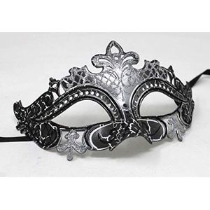 Venetiaans masker voor dames, zwart en zilver, fonkelend, Venetiaans maskerade, party, carnaval, masker