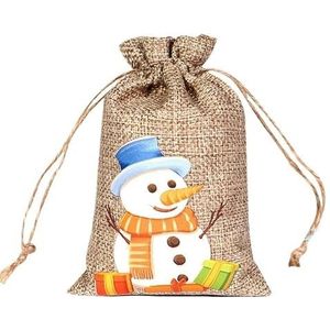 Jute zakken, jute tassen kerst linnen jute trekkoord tas kerstman sneeuwpop eland geschenkzakjes sieraden snoep opslag verpakkingszakken (kleur: E, maat: andere)