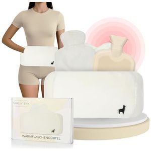 Nordstern Warmwaterkruik met zachte extra overtrek, periodes warmtegordel om te binden, extra lang 130 cm voor rug, buik en nek