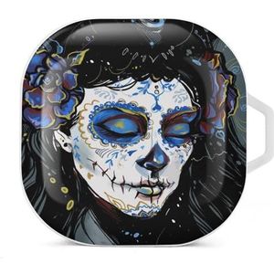Muerte Blauw Oordopjes Hoesje Compatibel met Samsung Hard Shell Beschermhoes Wit-Stijl