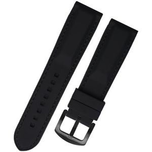 dayeer Zachte heren siliconen horlogeband voor MIDO Sport rubberen vervangende bandarmband (Color : Black White Black, Size : 24mm)