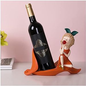 Wijnrek Meisje Wijnfles Houder Standbeeld met Decoratieve Tafelblad Wijnrek Display Stand for Home Bar Decorations Hars Gift Wijnrekken wijnrek (Size : A)