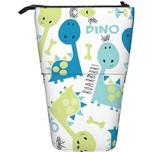 JEJEA Leuke Dinosaurus Print Multifunctionele Telescopische Etui Leuke Briefpapier Pen Case Draagbare Cosmetica Tas, Zwart, Eén maat, Tas Organizer