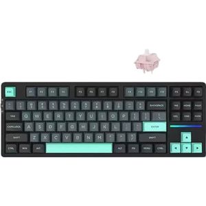 QPSJXN Aangepaste RGB mechanisch toetsenbord met Hot Plug functie en derde schijnonderzoeksstructuur V87pro (Strawberry Pudding A)