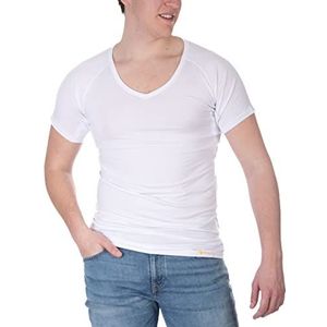 CONFIDENCEFORALL - Anti Zweet Shirt - Mannen - Onzichtbaar - V-hals - Absorberende Pads - Ondershirt Bescherming Oksel Transpiratie - Slim Fit - Drywear - Heren V-hals - Wit maat M