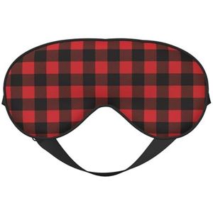 Geruite Rode en Zwarte Print Comfortabele Slaap Oogmasker Mannen Vrouwen Lichtgewicht Reizen Nap Meditatie Yoga Werk