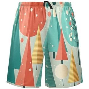 LI ZHI XIN Herenpyjamabroek, korte pyjamabroek, zomer casual shorts, elastische tailleband met trekkoord, rechte losse pasvorm met 2 zakken, S-XXL kleurrijke kerstboom, Meerkleurig, XXL