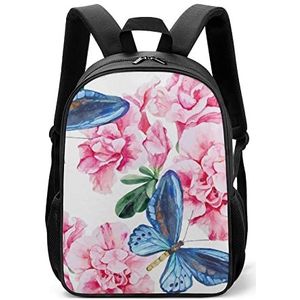 Roze Azalea En Blauwe Vlinders Lichtgewicht Rugzak Reizen Laptop Tas Casual Dagrugzak voor Mannen Vrouwen