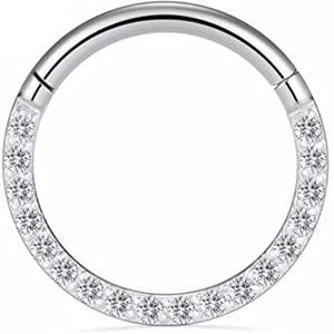 Neuspiercing 1pc Roestvrij staal zirkoon stenen neus septum sieraden oorbellen septum ring piercing mode-juweel Helixpiercing (Color : White color, Size : 1.2X10)